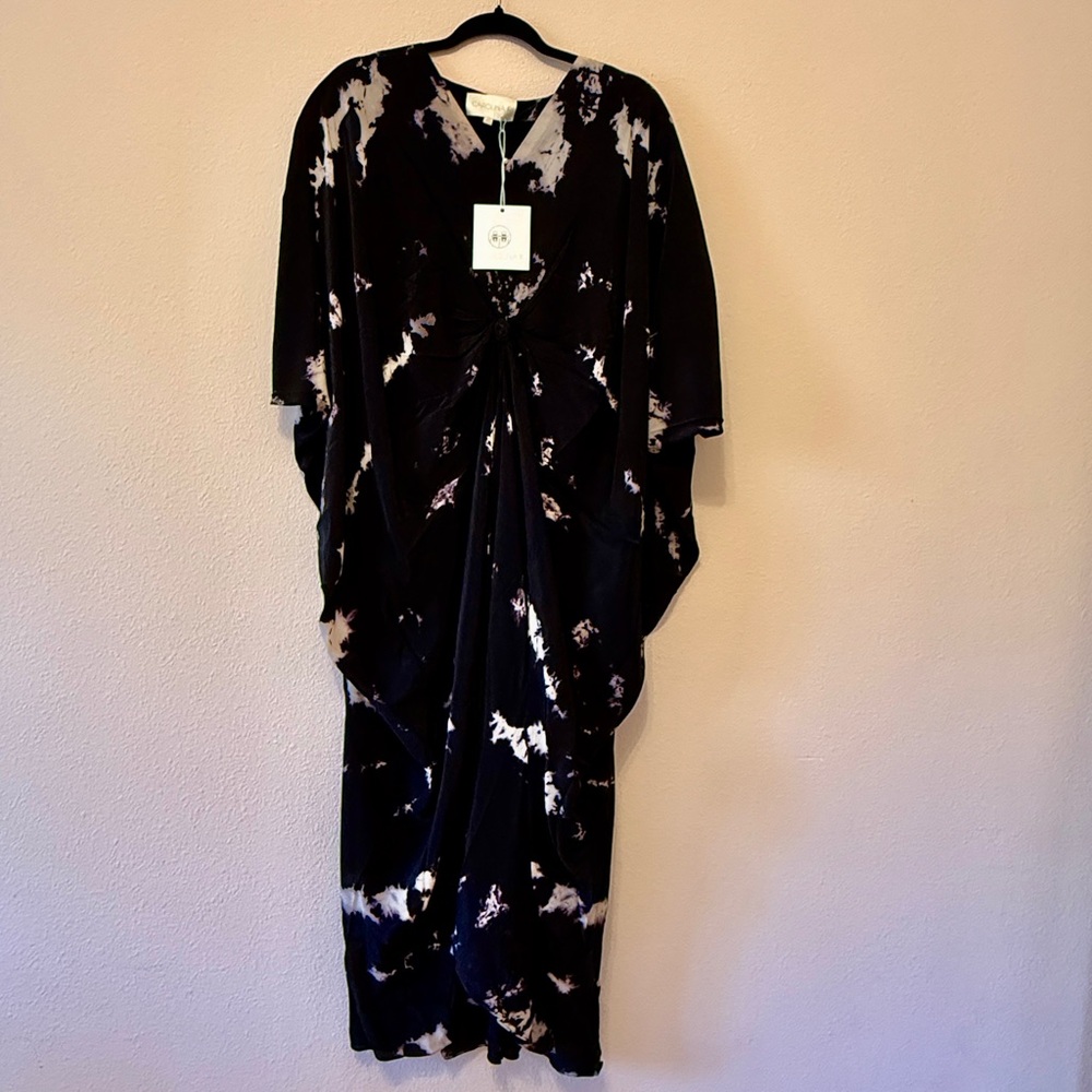 NWT - Carolina K Aisha Kaftan Elegant Black and Cream Midi Dress - Picture 6 of 7
